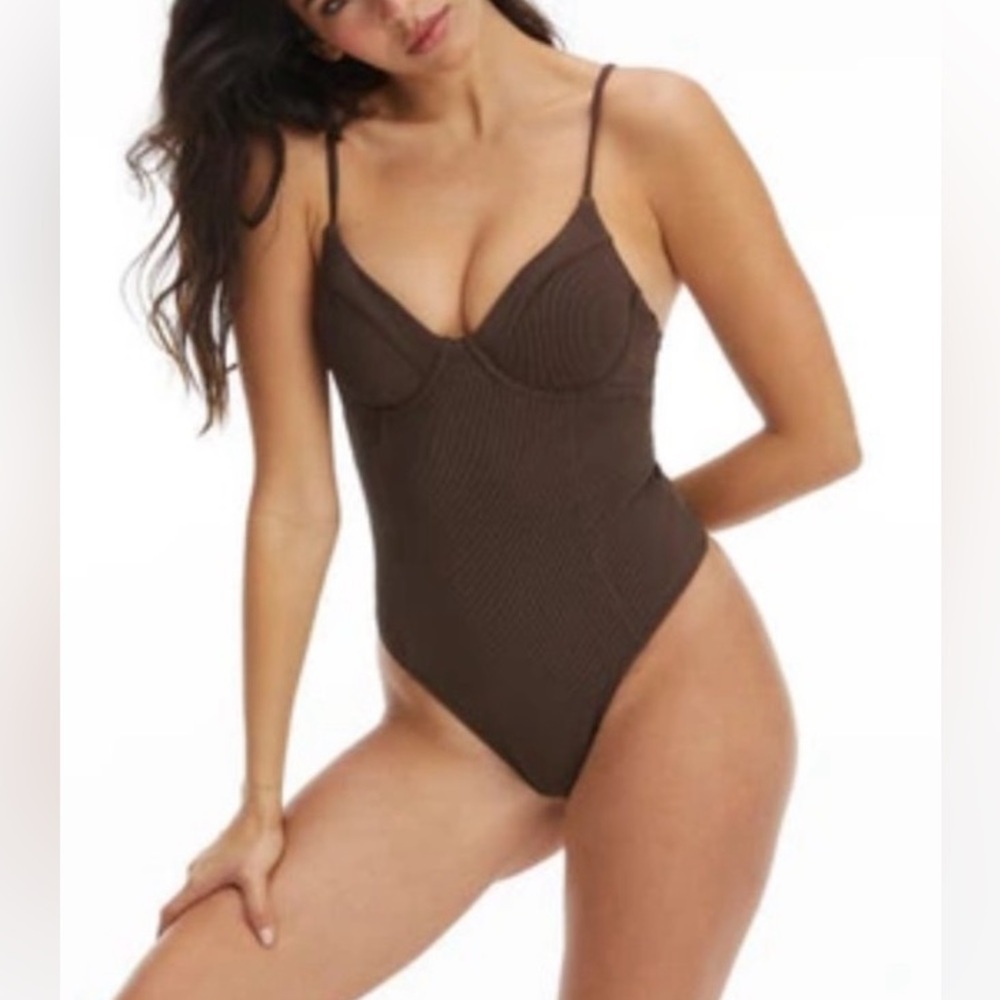 NWT Good American Good Compression Show Up One-Piece Swimsuit SIZE 0